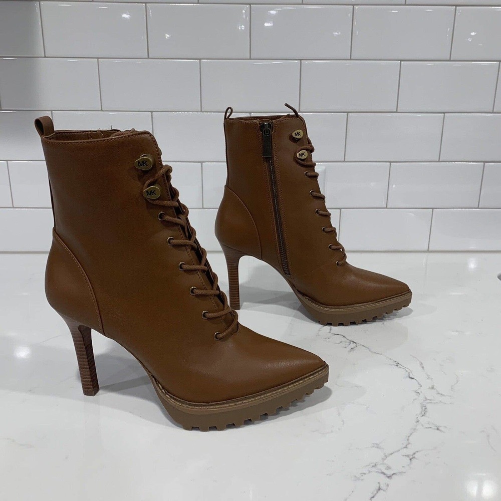Michael Kors | Boots Kyle Lace Up Booties Leather Pointed Toe NEW - Picture 6 of 9